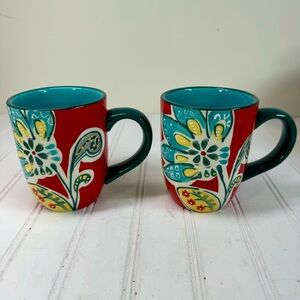 Dash of that red floral ceramic coffee cups